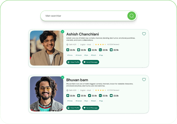 Creator search interface